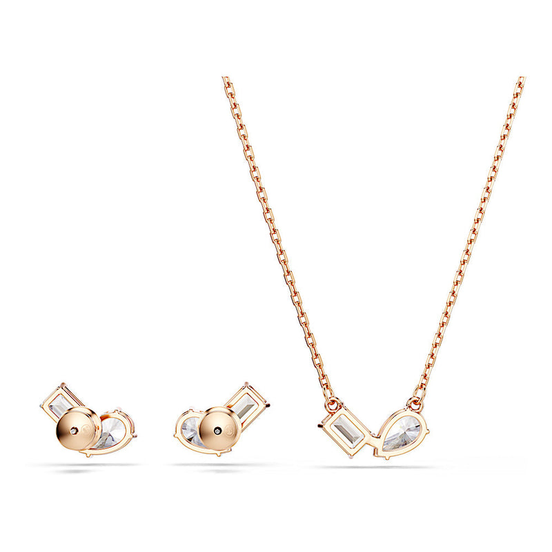 Conjunto Mesmera, Talla pera, Talla octogonal, Blanco, Baño tono oro rosa