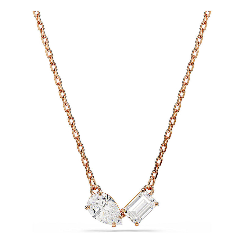 Conjunto Mesmera, Talla pera, Talla octogonal, Blanco, Baño tono oro rosa