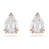 Pendientes de botón Stilla, Talla pera, Blancos, Baño tono oro rosa