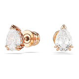 Pendientes de botón Stilla, Talla pera, Blancos, Baño tono oro rosa