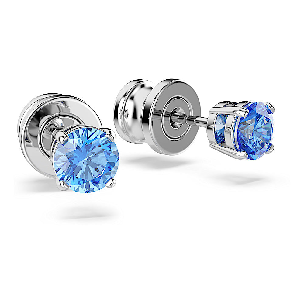 Pendientes de botón Stilla Attract, Talla redonda, Blancos, Baño de rodio