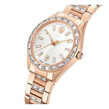 Reloj Matrix date, Fabricado en Suiza, Brazalete de metal, Tono oro rosa, Acabado tono oro rosa