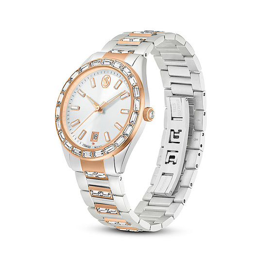 Reloj Matrix date, Fabricado en Suiza, Brazalete de metal, Tono oro rosa, Combinación de acabados metálicos