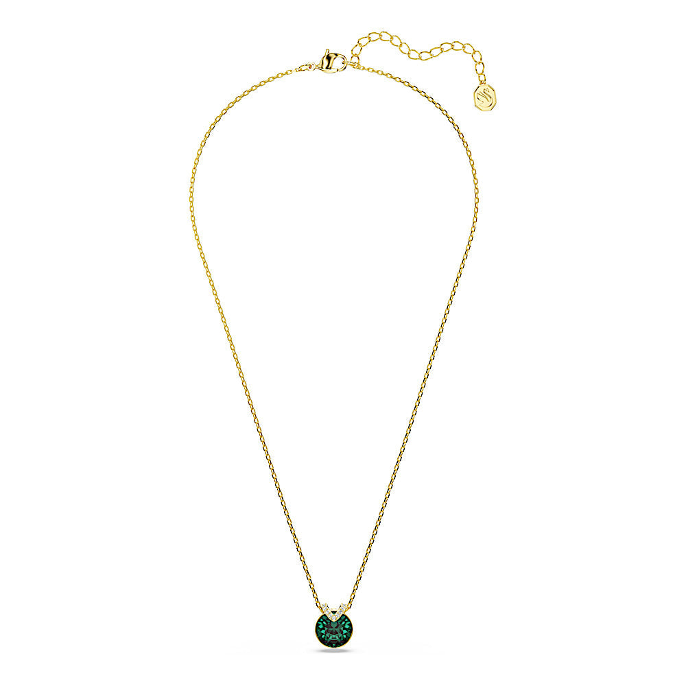 Colgante Bella V, Talla redonda, Verde, Baño tono oro