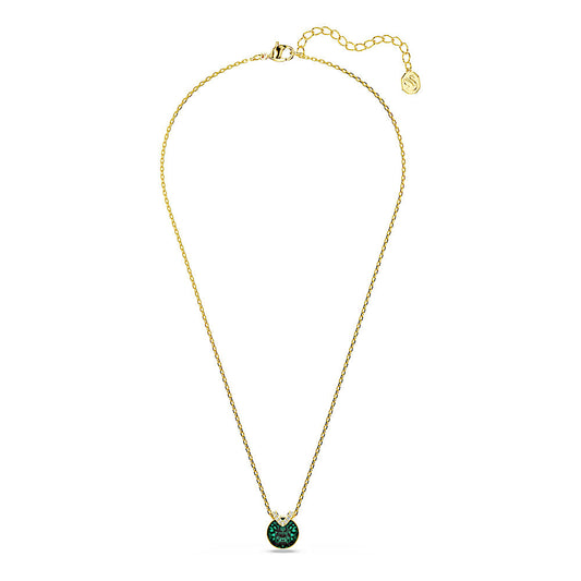 Colgante Bella V, Talla redonda, Verde, Baño tono oro
