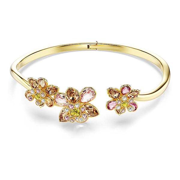 Brazalete Idyllia, Tallas mixtas, Flor, Multicolor, Baño tono oro