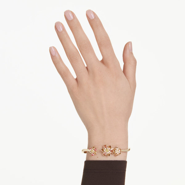 Brazalete Idyllia, Tallas mixtas, Flor, Multicolor, Baño tono oro