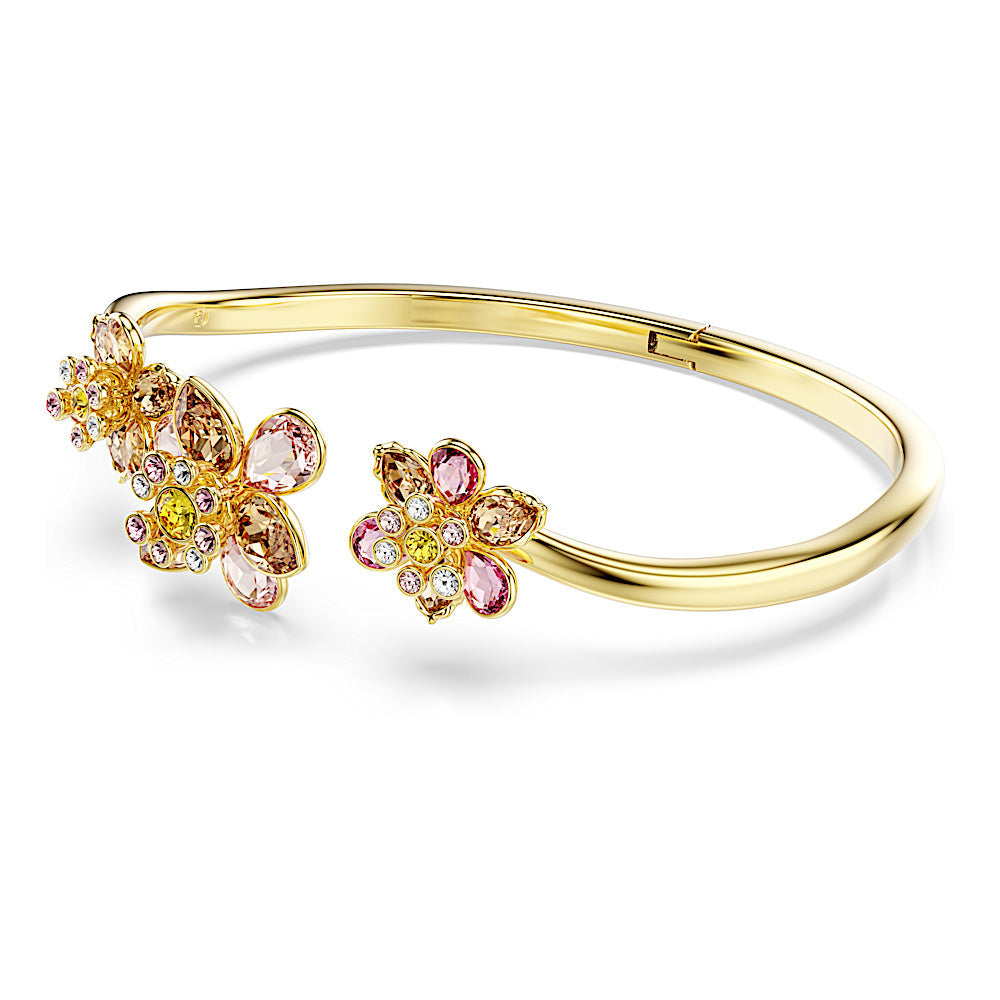 Brazalete Idyllia, Tallas mixtas, Flor, Multicolor, Baño tono oro