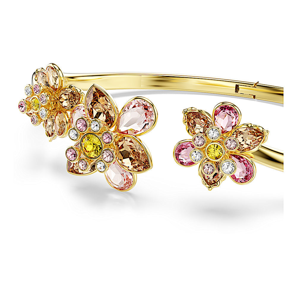 Brazalete Idyllia, Tallas mixtas, Flor, Multicolor, Baño tono oro