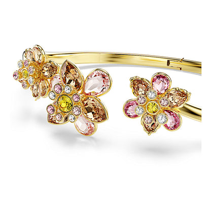 Brazalete Idyllia, Tallas mixtas, Flor, Multicolor, Baño tono oro