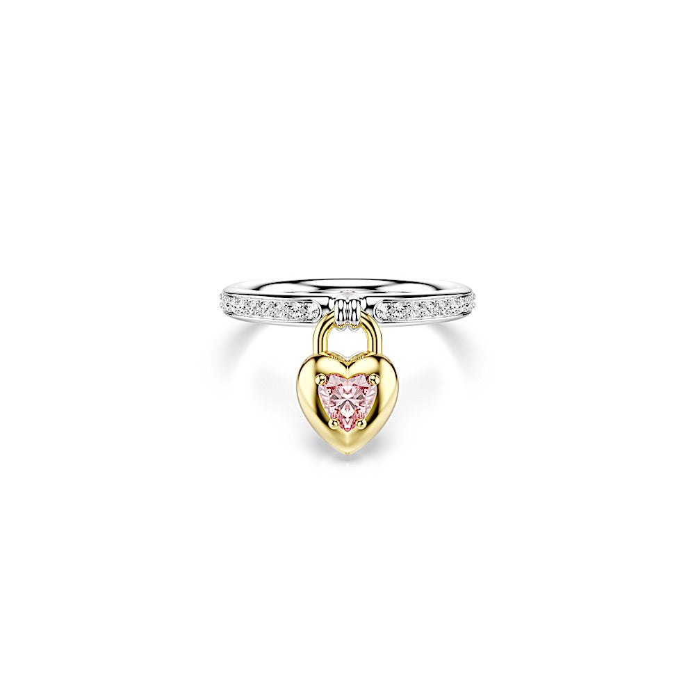 Anillo con motivo Idyllia, Tallas mixtas, Corazón, Rosa, Combinación de acabados metálicos