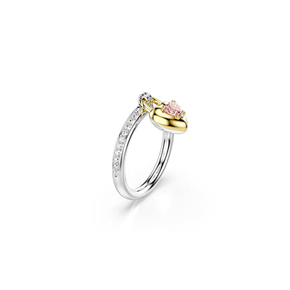 Anillo con motivo Idyllia, Tallas mixtas, Corazón, Rosa, Combinación de acabados metálicos