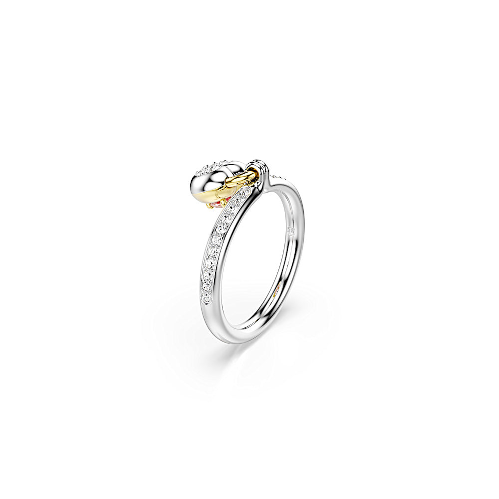 Anillo con motivo Idyllia, Tallas mixtas, Corazón, Rosa, Combinación de acabados metálicos