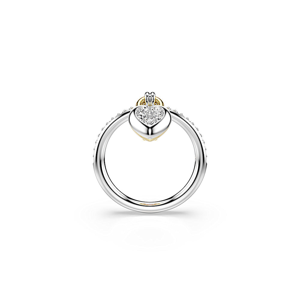 Anillo con motivo Idyllia, Tallas mixtas, Corazón, Rosa, Combinación de acabados metálicos