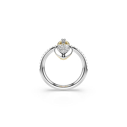 Anillo con motivo Idyllia, Tallas mixtas, Corazón, Rosa, Combinación de acabados metálicos