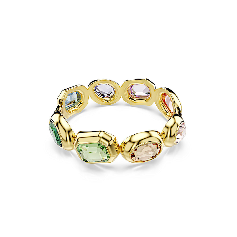 Brazalete Gema, Cristales de gran tamaño, Tallas mixtas, Multicolor, Baño tono oro