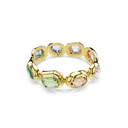 Brazalete Gema, Cristales de gran tamaño, Tallas mixtas, Multicolor, Baño tono oro