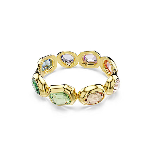 Brazalete Gema, Cristales de gran tamaño, Tallas mixtas, Multicolor, Baño tono oro
