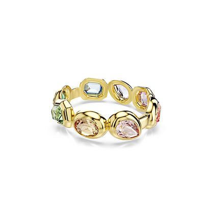 Brazalete Gema, Cristales de gran tamaño, Tallas mixtas, Multicolor, Baño tono oro