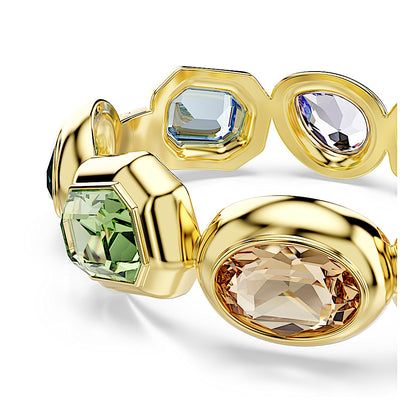 Brazalete Gema, Cristales de gran tamaño, Tallas mixtas, Multicolor, Baño tono oro