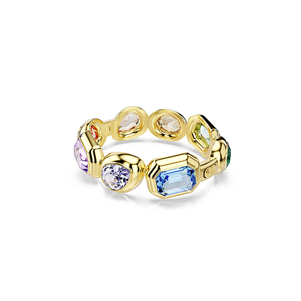 Brazalete Gema, Cristales de gran tamaño, Tallas mixtas, Multicolor, Baño tono oro