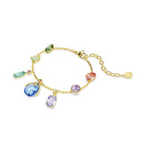 Pulsera Gema, Tallas mixtas, Cristales colgantes, Multicolor, Baño tono oro
