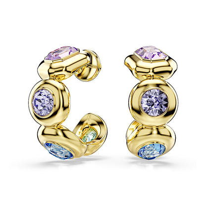 Pendientes de aro Gema, Tallas mixtas, Multicolores, Baño tono oro
