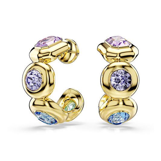 Pendientes de aro Gema, Tallas mixtas, Multicolores, Baño tono oro
