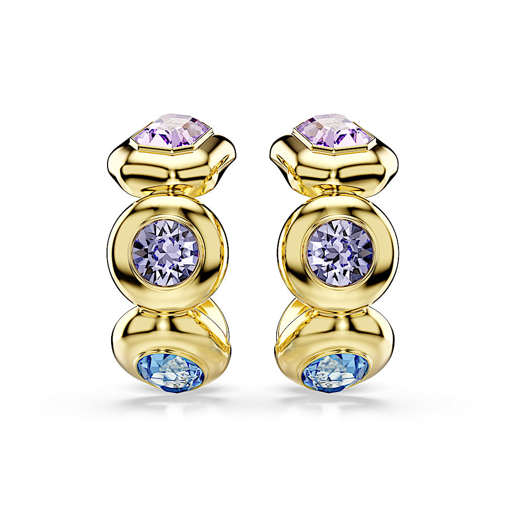 Pendientes de aro Gema, Tallas mixtas, Multicolores, Baño tono oro