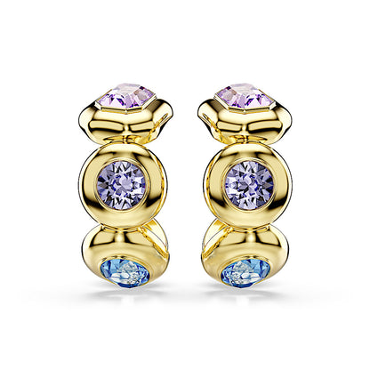 Pendientes de aro Gema, Tallas mixtas, Multicolores, Baño tono oro