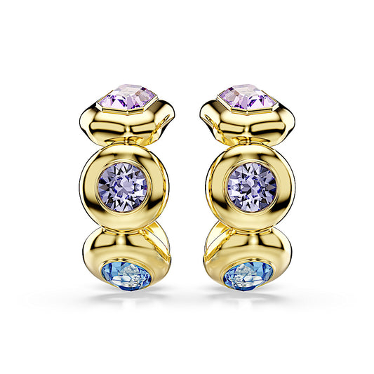 Pendientes de aro Gema, Tallas mixtas, Multicolores, Baño tono oro