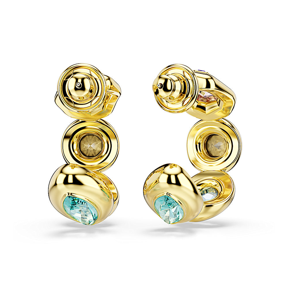 Pendientes de aro Gema, Tallas mixtas, Multicolores, Baño tono oro
