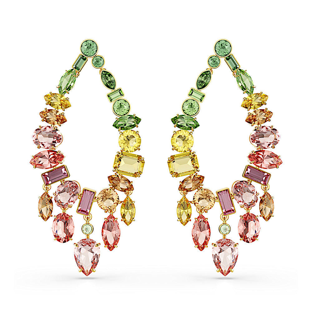 Pendientes Gema, Tallas mixtas, Candelabro, Multicolores, Baño tono oro