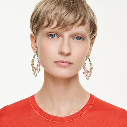 Pendientes Gema, Tallas mixtas, Candelabro, Multicolores, Baño tono oro