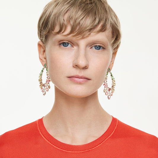 Pendientes Gema, Tallas mixtas, Candelabro, Multicolores, Baño tono oro
