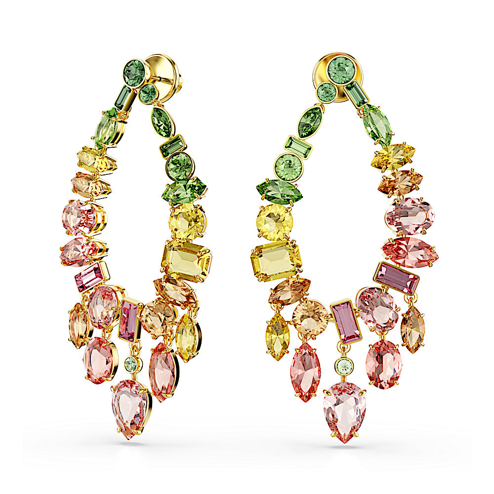Pendientes Gema, Tallas mixtas, Candelabro, Multicolores, Baño tono oro