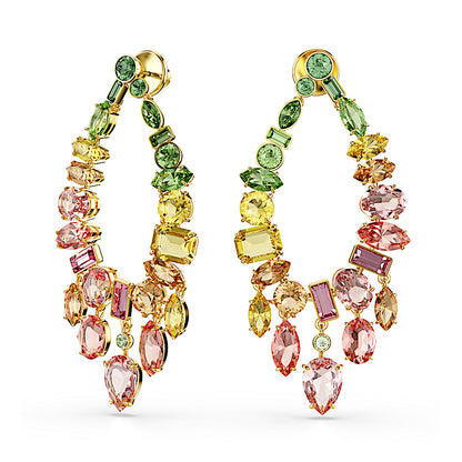 Pendientes Gema, Tallas mixtas, Candelabro, Multicolores, Baño tono oro