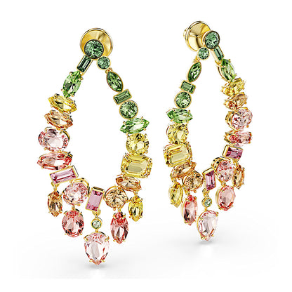 Pendientes Gema, Tallas mixtas, Candelabro, Multicolores, Baño tono oro