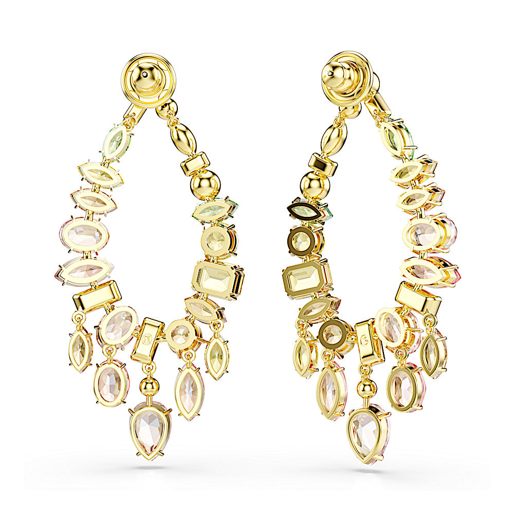 Pendientes Gema, Tallas mixtas, Candelabro, Multicolores, Baño tono oro