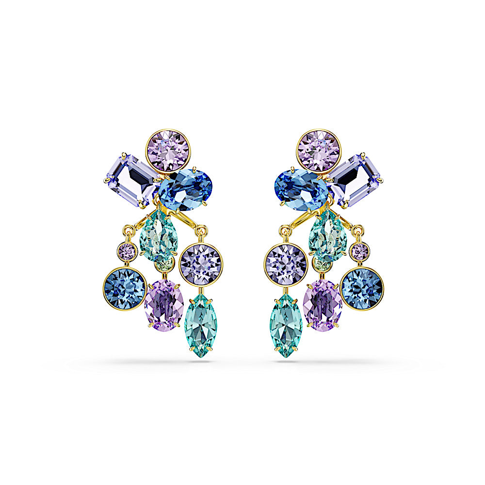 Pendientes ear jacket Gema, Tallas mixtas, Multicolores, Baño tono oro