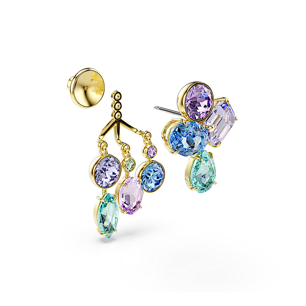 Pendientes ear jacket Gema, Tallas mixtas, Multicolores, Baño tono oro