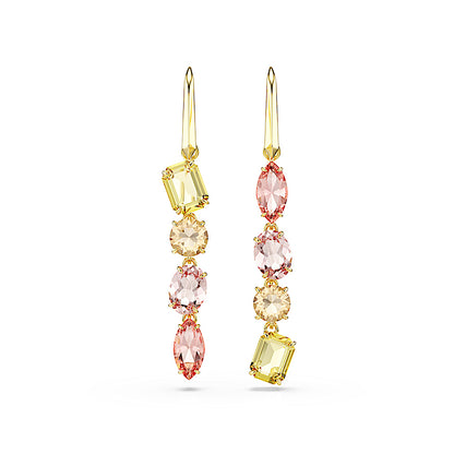 Pendientes Gema, Diseño asimétrico, Tallas mixtas, Rosas, Baño tono oro