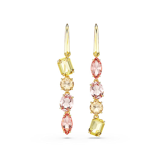 Pendientes Gema, Diseño asimétrico, Tallas mixtas, Rosas, Baño tono oro