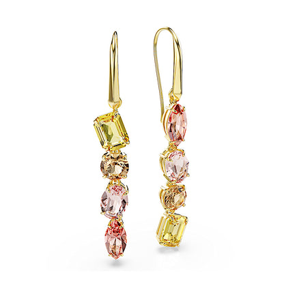 Pendientes Gema, Diseño asimétrico, Tallas mixtas, Rosas, Baño tono oro