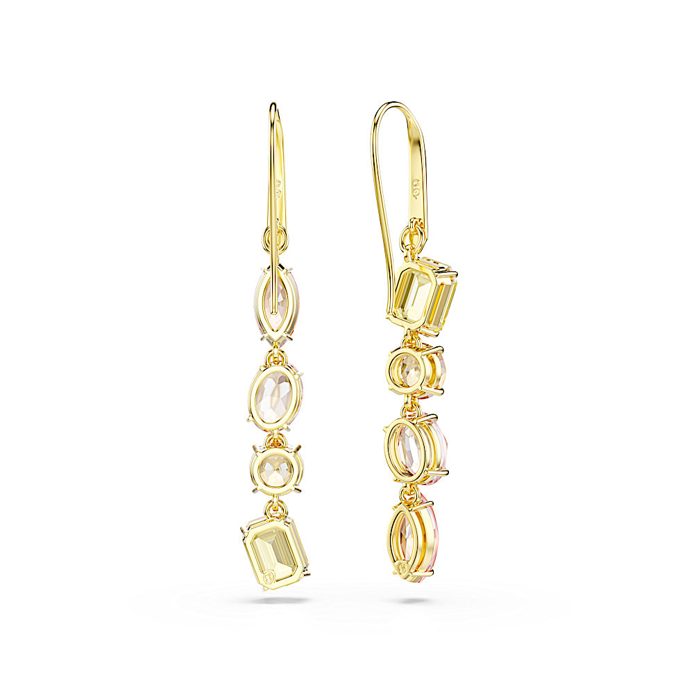 Pendientes Gema, Diseño asimétrico, Tallas mixtas, Rosas, Baño tono oro
