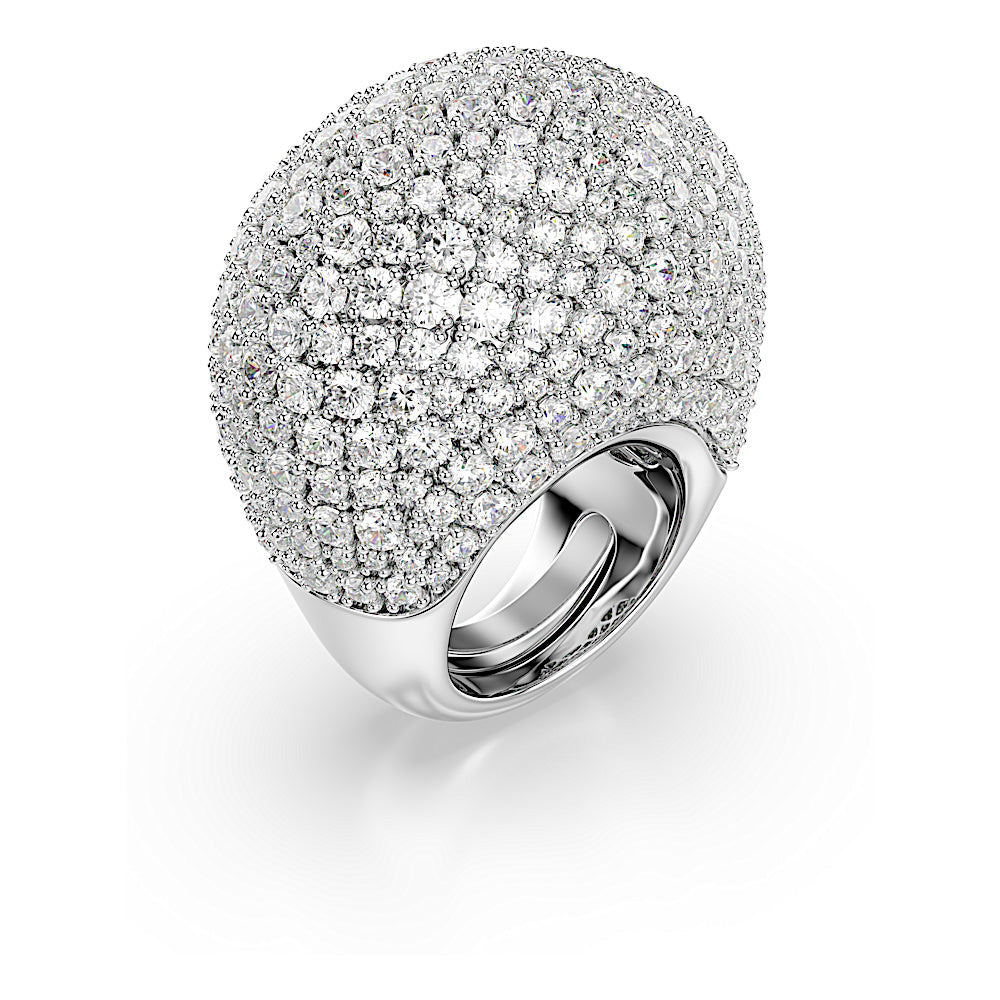Anillo de cóctel Sublima, Grande, Blanco, Baño de rodio