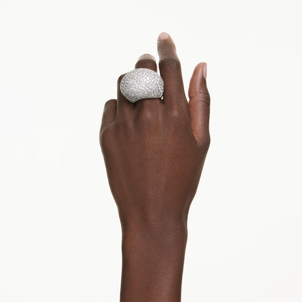 Anillo de cóctel Sublima, Grande, Blanco, Baño de rodio