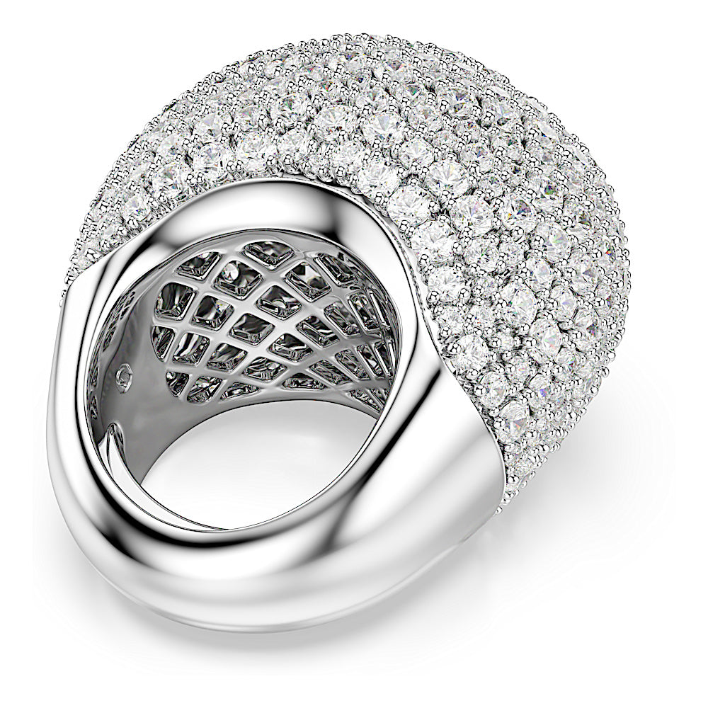 Anillo de cóctel Sublima, Grande, Blanco, Baño de rodio