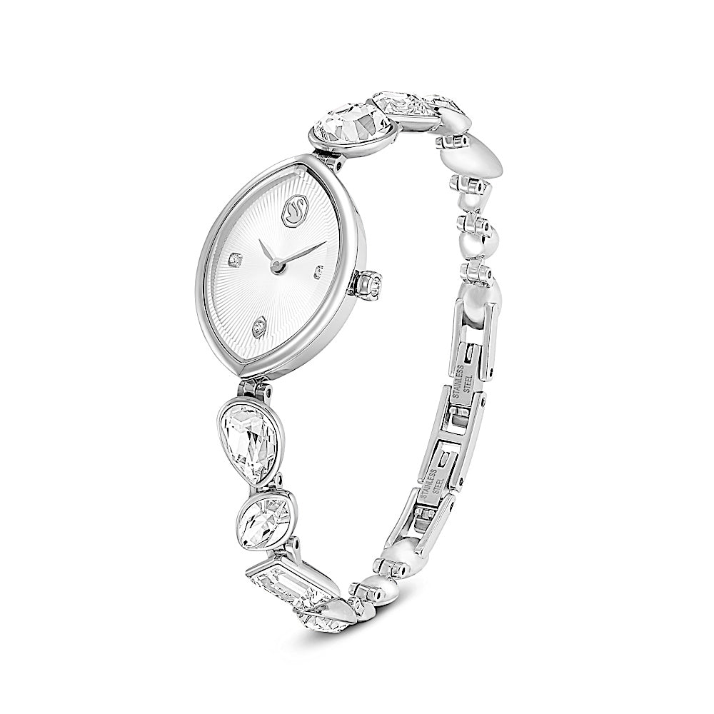 Reloj Gema, Pulsera de cristal, Tono plateado, Acero inoxidable