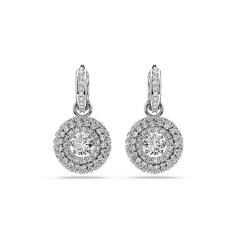Pendientes Sublima, Talla redonda, Blancos, Baño de rodio